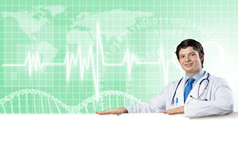 Fototapeta premium Doctor with banner