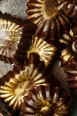 chocolate sweets with edible golden powdeer