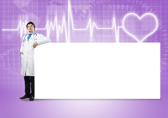 Doctor with banner