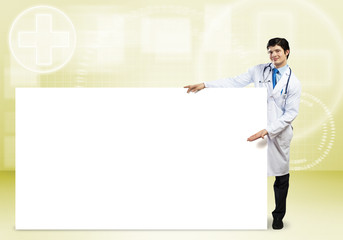 Doctor with banner