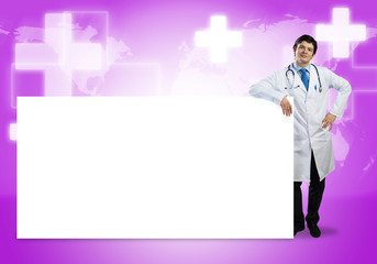 Doctor with banner