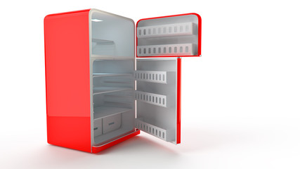 opened Retro Fridge refrigerator in red retro color