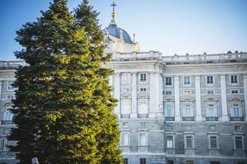 Sabatini Gardens in the Royal Palace in Madrid, classical archit