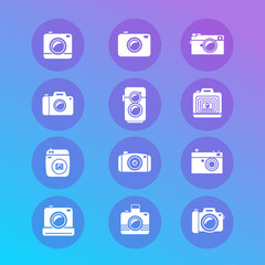 Vector photo camera retro and new icon set