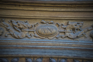 old wooden door with carvings