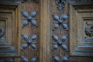 old wooden door with carvings