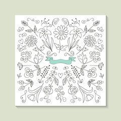 Set of hand drawing flowers and elements for design