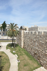 Fototapeta premium Walk along the walls of Jerusalem.