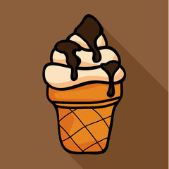 Ice cream with chocolate topping