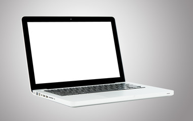 White Laptop with blank screen