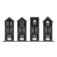 set of silhouette houses flat design vector illustration