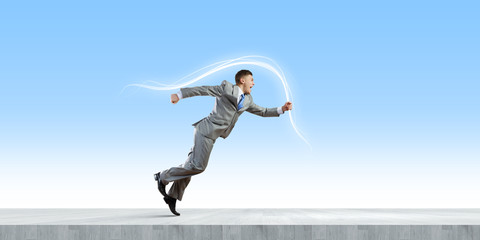 Running businessman