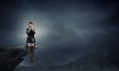 Fototapeta premium Scared businesswoman