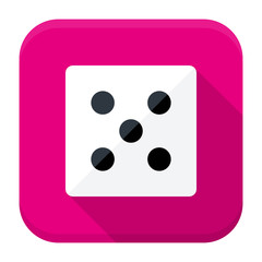 Game dice flat app icon with long shadow