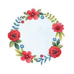 Watercolor floral frame. Perfect for greeting card or invitation