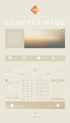 One page website design template. All in one set for website des