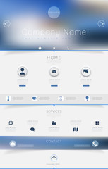 One page website design template. All in one set for website des