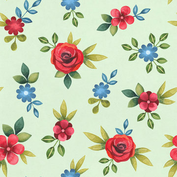 Watercolor seamless floral pattern © Aleksandra Smirnova