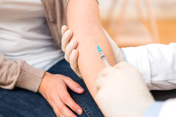 Close up view of a arm vaccination