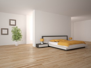 Fototapeta na wymiar white bedroom-3d rendering