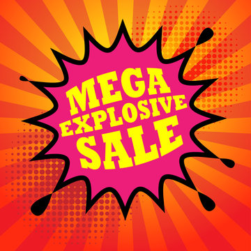 Comic book explosion with text Mega Explosive Sale
