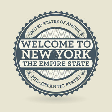 Grunge rubber stamp with text Welcome to New York, USA