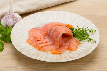 Sliced salmon