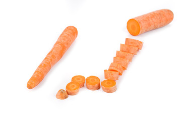 Fresh carrot and slices.