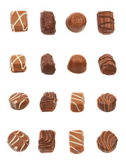 Set of delicious chocolate praline candies.