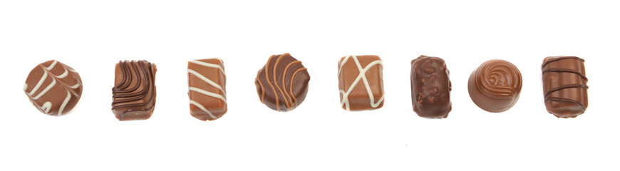 Set of delicious chocolate praline candies.