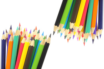 Coloured pencils isolated on white background