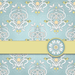 Card with seamless background and ribbon