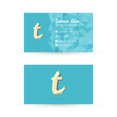 Low Poly Business Card Template with Initials Letter T