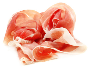 Sliced of jamon isolated on white background © Africa Studio
