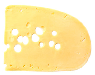 Sliced cheese isolated on white background
