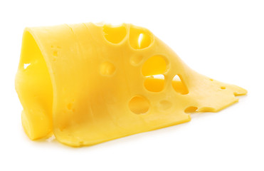 Sliced cheese isolated on white background