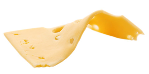 Sliced cheese isolated on white background