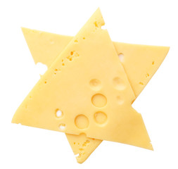 Sliced cheese isolated on white background