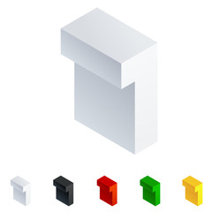 Vector 3D isometric letters. Number 1