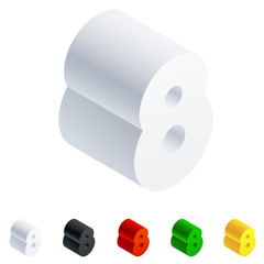Vector 3D isometric letters. Number 8