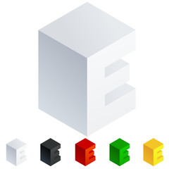 Vector 3D isometric letters. Letter e