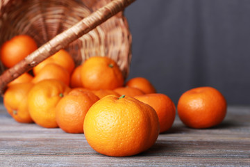 Tangerines on wooden table