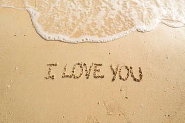 Words I love you on the beach