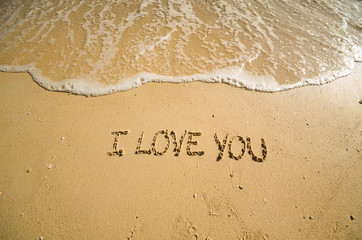 Words I love you on the beach