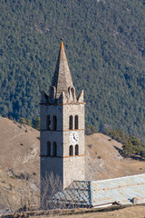 Fototapeta na wymiar Chateau Beaulard roman church's campanile