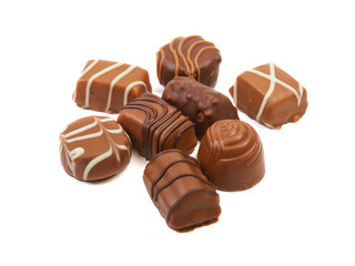 Set of delicious chocolate praline candies.