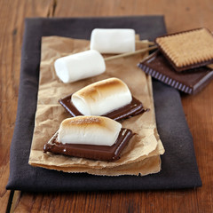 zwei s'mores und zutaten