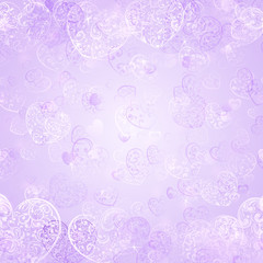 Background of hearts in light violet colors