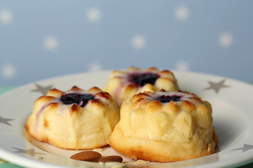 Delicious cheesecake on plate, on color background