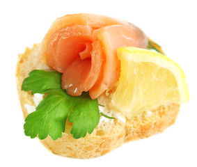 Canape salmon, black olive and herbs